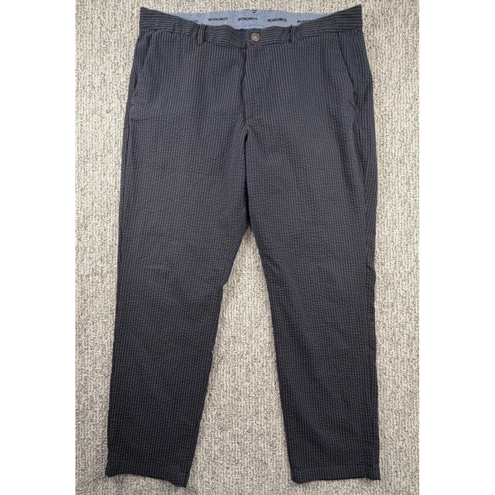 Bonobos Golf Pants Men 36(38)x30 Navy Blue Seersucker Athletic Fit Performance